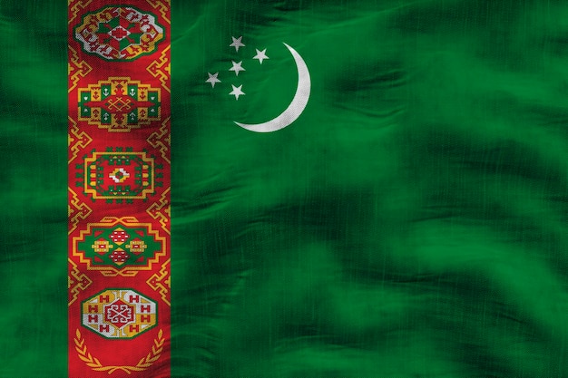 Flaga narodowa Turkmenistanu Tło z flagą Turkmenistanu