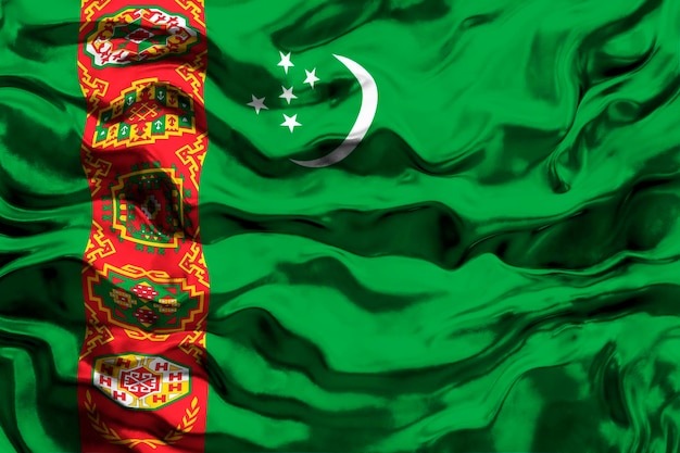 Flaga narodowa Turkmenistanu Tło z flagą Turkmenistanu