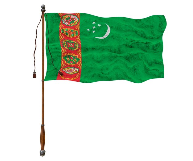 Flaga narodowa Turkmenistanu Tło z flagą Turkmenistanu