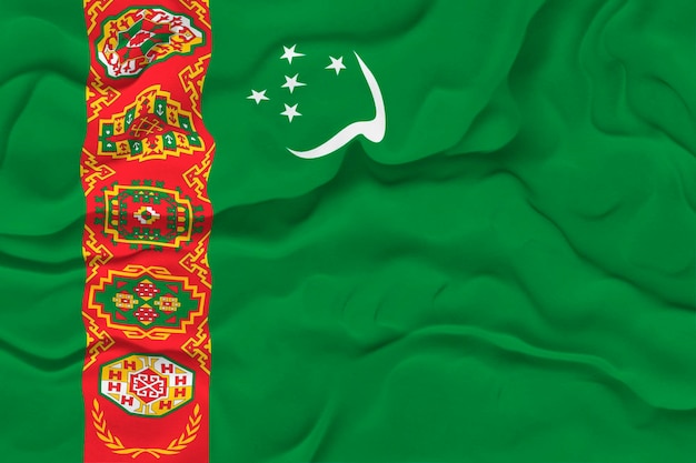 Flaga narodowa Turkmenistanu Tło z flagą Turkmenistanu
