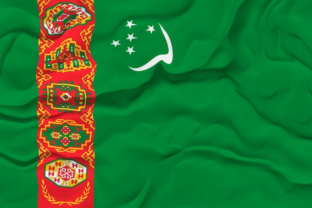 Flaga narodowa Turkmenistanu Tło z flagą Turkmenistanu