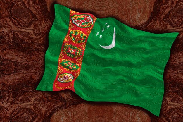 Flaga narodowa Turkmenistanu Tło z flagą Turkmenistanu