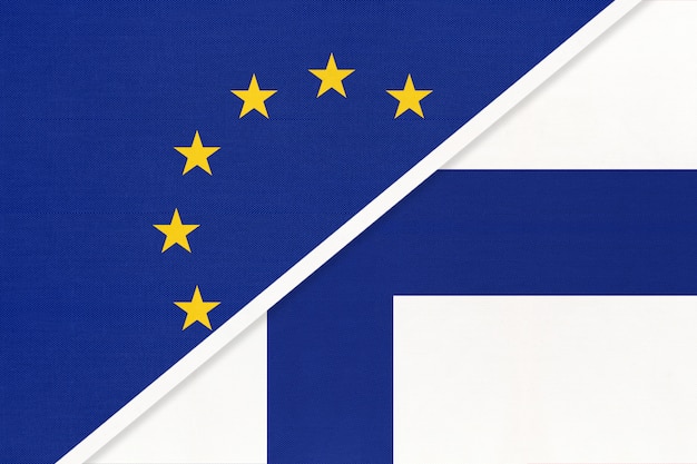 Flaga Narodowa Unii Europejskiej Lub Ue A Finlandia