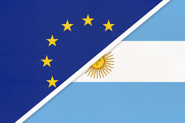 Flaga Narodowa Unii Europejskiej Lub Ue Vs Argentyna Lub Republika Argentyńska