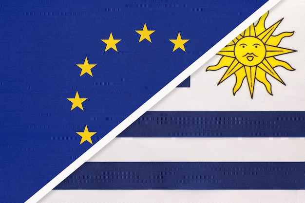 Flaga Narodowa Unii Europejskiej Lub Ue Vs Wschodnia Republika Urugwaju