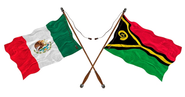 Flaga narodowa Vanuatu i Meksyku Tło dla projektantów