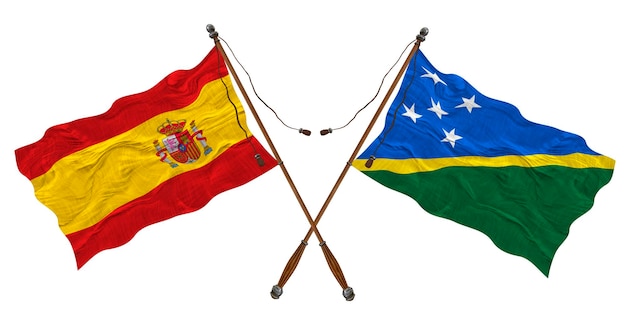 Flaga narodowa Wysp Salomona i Hiszpanii Tło dla projektantów