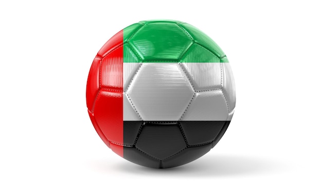 Flaga narodowa Zjednoczonych Emiratów Arabskich na ilustracji 3D piłki nożnej