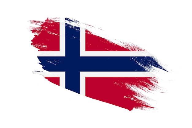 Flaga Norwegii z obrysem pędzla malowane efekty na na białym tle