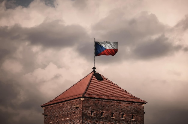 Flaga o oryginalnych proporcjach Zbliżenie flagi grunge Republiki Czeskiej