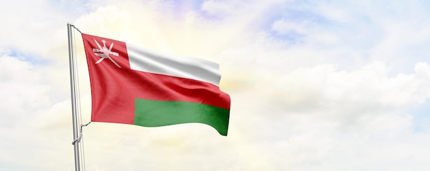 Flaga Omanu macha na tle nieba renderowania 3D