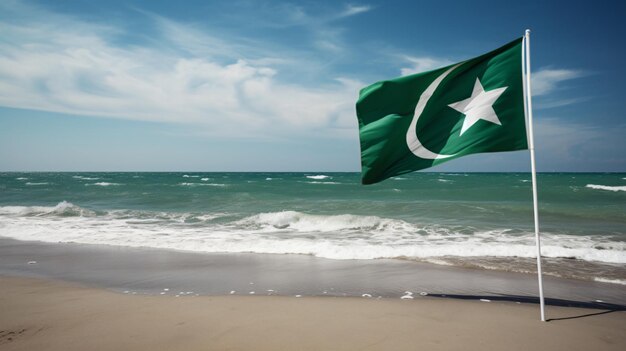 Flaga Pakistanu na plaży