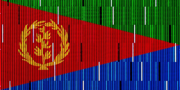 Flaga państwa Erytrei na teksturowanym tle Koncepcyjny kolaż