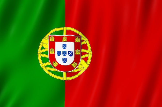 Flaga Portugalii na wietrze.