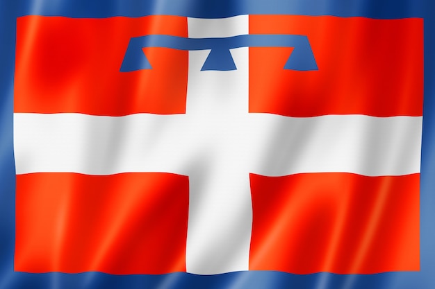 Flaga regionu Piemont, macha kolekcja transparent Włochy. ilustracja 3D