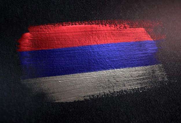 Flaga Republiki Srpska wykonane z pędzlem metalicznej farby na ciemnym ścianie Grunge