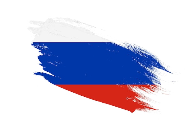 Flaga Rosji z pędzlem obrysu malowane efekty na na białym tle