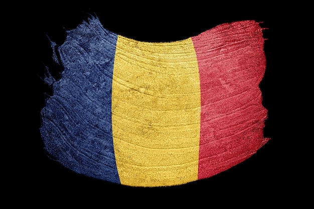 Flaga Rumunii Grunge. Rumuński Pociągnięcie Pędzla.