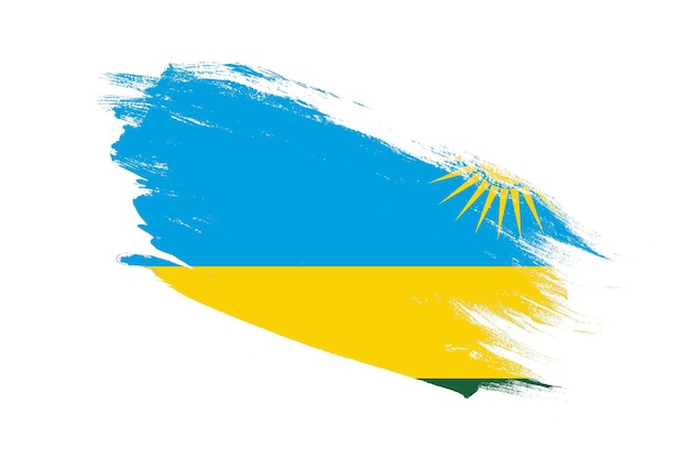 Flaga Rwandy z pędzlem obrysu malowane efekty na na białym tle
