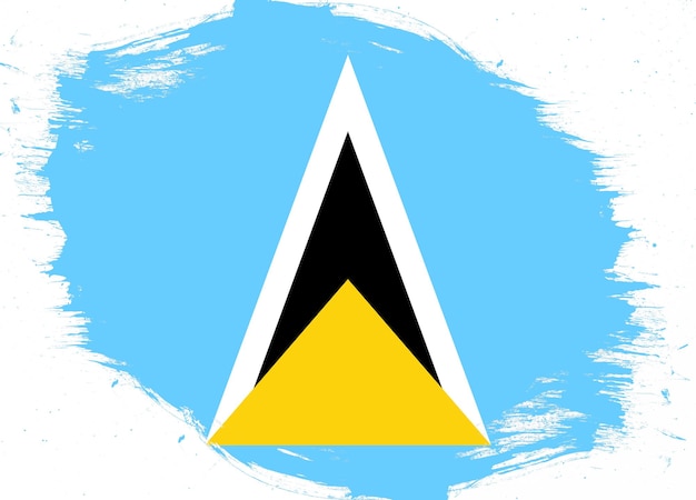 Flaga Saint Lucia na tle pędzla w trudnej sytuacji grunge