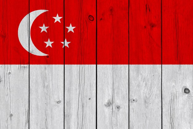 Flaga Singapuru malowane na starej desce