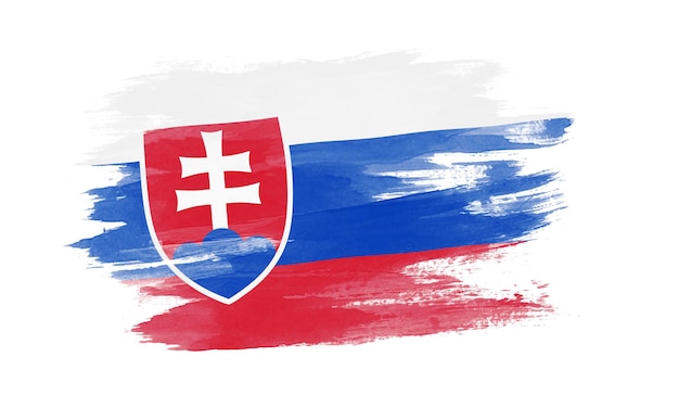 Flaga Słowacji pociągnięcia pędzlem, flaga narodowa na białym tle