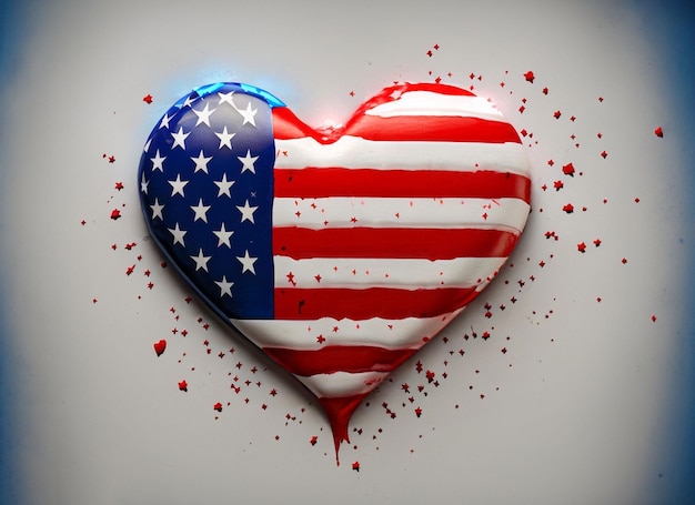 Flaga Stanów Zjednoczonych Ameryki z projektem ilustracji wektorowych w kształcie serca