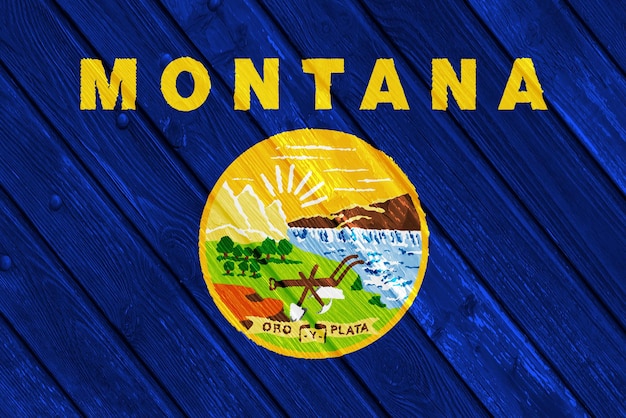 Flaga stanu Montana w Stanach Zjednoczonych na teksturowanym tle