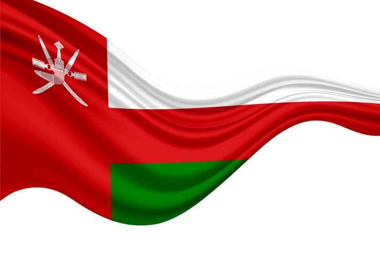 Zdjęcie flaga sułtanatu omanu na białym tle