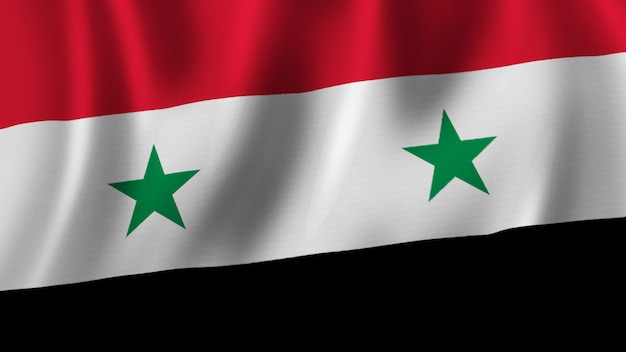 Flaga Syrii macha Zbliżenie Renderowanie 3D z wysokiej jakości obrazem z teksturą tkaniny