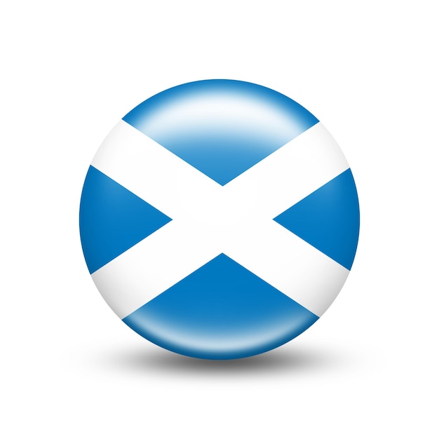 Flaga Szkocji w kuli z białym cieniem - ilustracja