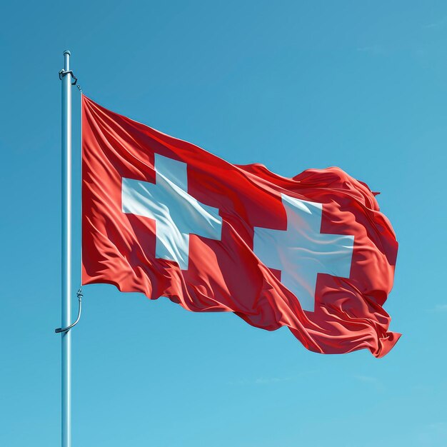 Flaga Szwajcarii Mauritius Na niebieskim niebie ilustracja 3d