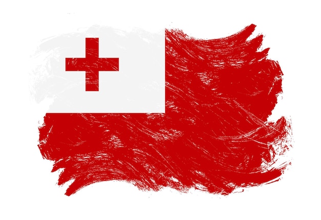 Flaga Tonga na tle pędzla w trudnej sytuacji grunge biały obrys
