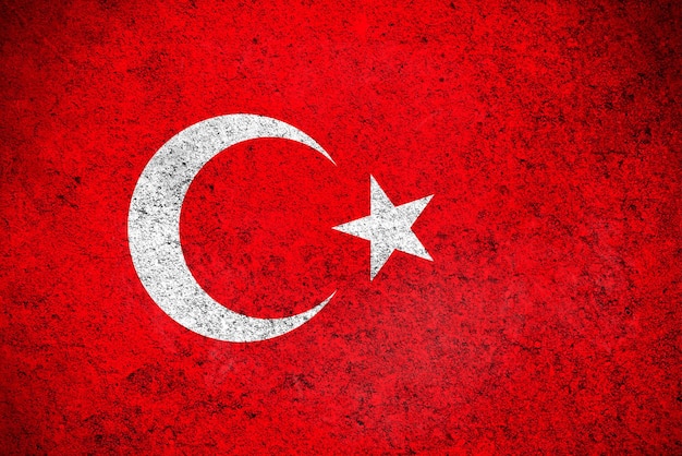 Flaga Turcji grunge tekstury tła zdjęcie Flaga kraju namalowana na betonowej ścianie
