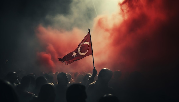 Zdjęcie flaga turcji unosząca się w dymie