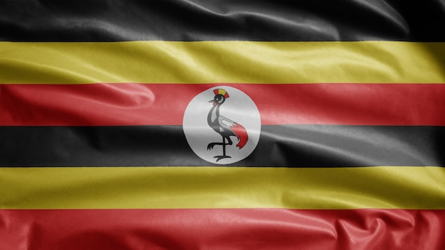 Flaga Ugandy powiewa na wietrze