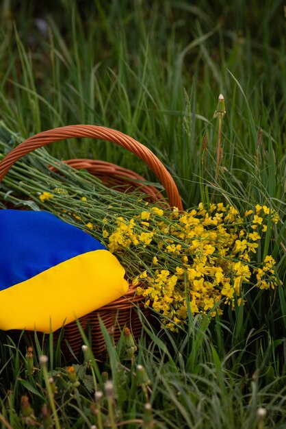 Flaga Ukrainy jako symbol zwycięstwa w wojnie o Rosję