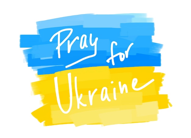 Flaga Ukrainy Ręcznie rysowane symbol sztuki Ukrainy na białym tle Módlcie się za manifest Ukrainy t