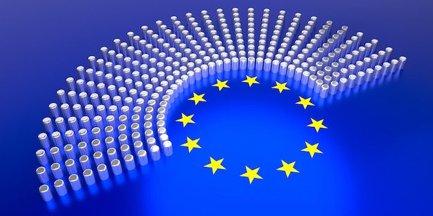Flaga Unii Europejskiej głosowanie koncepcja wyborów parlamentarnych ilustracja 3D