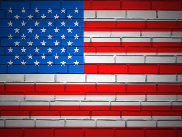 Flaga USA na ceglanej ścianie