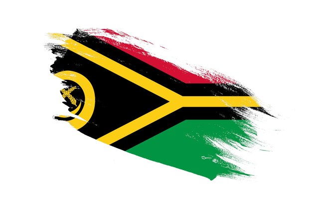 Flaga Vanuatu z efektami malowanymi pędzlem na izolowanym białym tle
