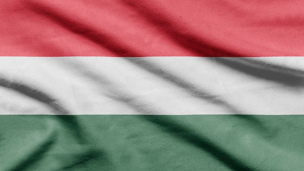 Flaga Węgier na falistej tkaninie.