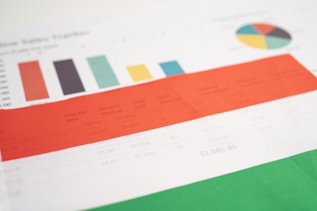 Flaga Węgier Na Tle Graficznym Koncepcja Biznesu I Finansów