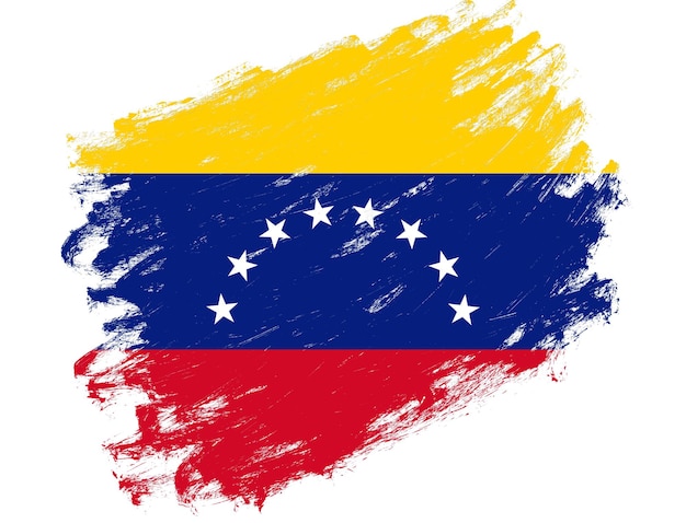 Flaga Wenezueli namalowana na białym tle pociągnięcia pędzlem grunge