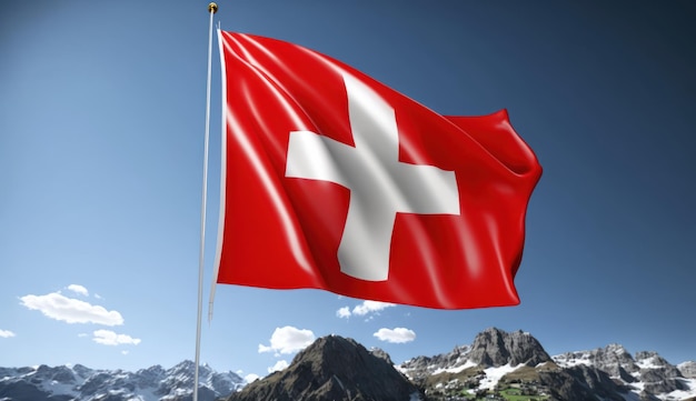 Flaga ze szwajcarską flagą