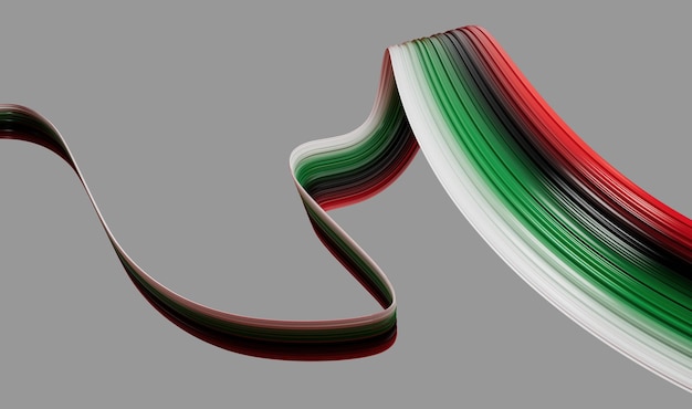 Flaga Zjednoczonych Emiratów Arabskich faliste streszczenie tło ilustracja 3d
