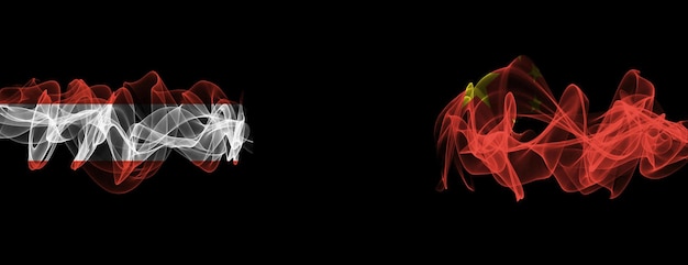 Flagi Austrii i Chin Austria vs Chiny Flagi dymne