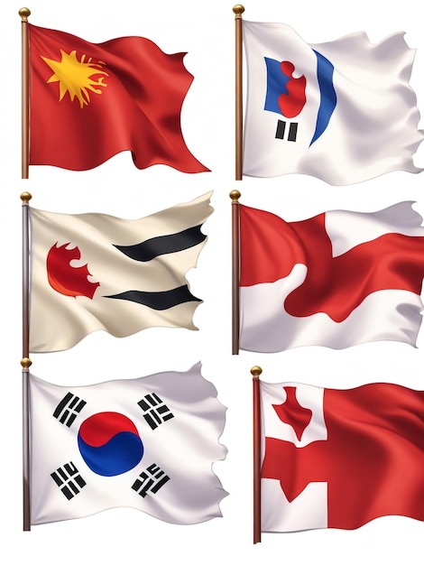 Flagi Azji Wschodniej Ustaw Wietnam Malezja Tajwan Japonia Korea Południowa Chiny Korea Północna i Mongolia Wektor