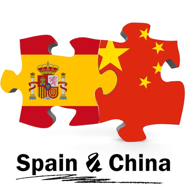 Flagi Chin i Hiszpanii w puzzlach