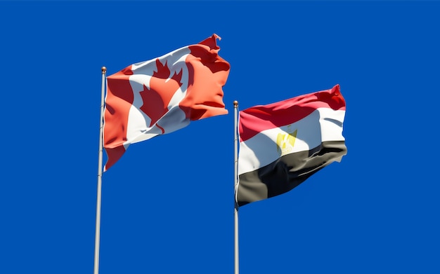 Flagi Egiptu i Kanady. Grafika 3D